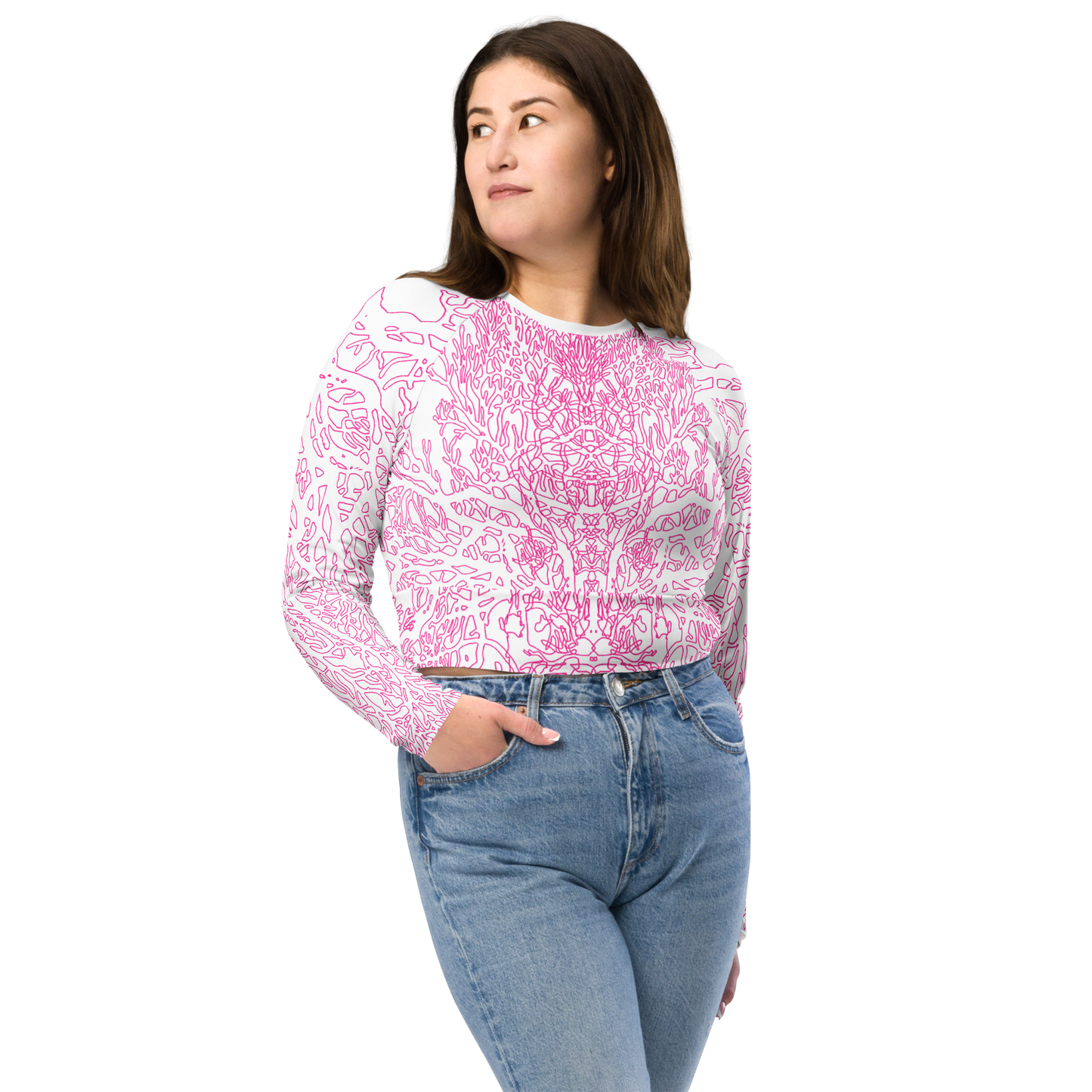 Neso Pink Coral - Recycled Long Sleeve Crop Top